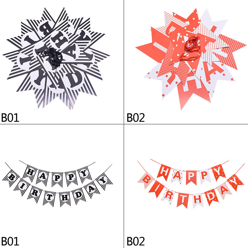 Roșu Negru La mulți ani Ghirlandă de hârtie pentru agățat pe perete Banner Drapel Bunting Copii 1st Birthday Party Decoration Baby Shower
