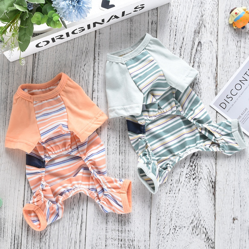 Svītrains govs bikses pidžama maziem suņiem Kokvilnas mājdzīvnieku krekls kombinezons XS XXL oranžs zaļš treniņtērps Yorkie Chihuahua Cat