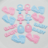 100 de bucăți pentru Baby Shower, roz albastru, bavete din țesătură, suzete, hrănitor, confeti, stropituri pentru ziua de naștere, pentru băiat/fată, pentru decorațiuni de petrecere.