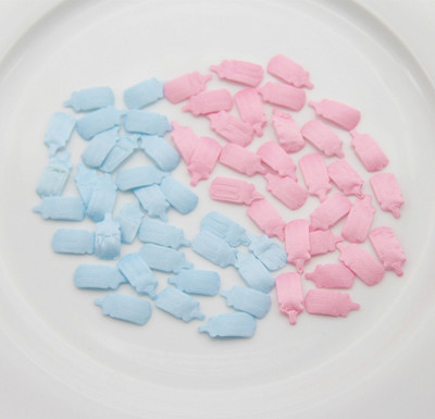 100 de bucăți pentru Baby Shower, roz albastru, bavete din țesătură, suzete, hrănitor, confeti, stropituri pentru ziua de naștere, pentru băiat/fată, pentru decorațiuni de petrecere.