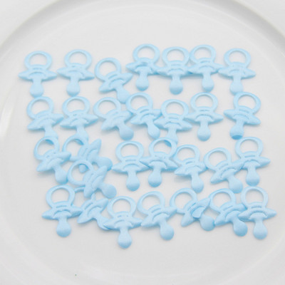 100 de bucăți pentru Baby Shower, roz albastru, bavete din țesătură, suzete, hrănitor, confeti, stropituri pentru ziua de naștere, pentru băiat/fată, pentru decorațiuni de petrecere.