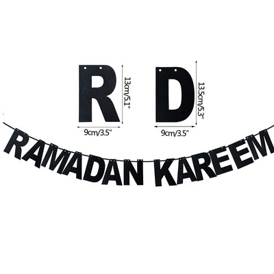 EID Mubarako reklamjuostė Auksinė/smulkinta/juodo popieriaus girlianda Musulmonų islamo Ramadano Kareem vakarėlio dekoracijos 2023 m. Eid Al Fitr dovana