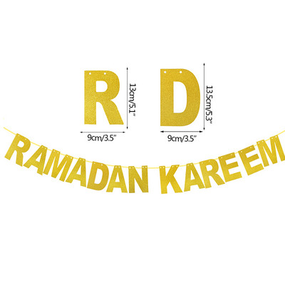 EID Mubarako reklamjuostė Auksinė/smulkinta/juodo popieriaus girlianda Musulmonų islamo Ramadano Kareem vakarėlio dekoracijos 2023 m. Eid Al Fitr dovana