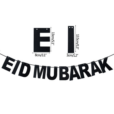 EID Mubarako reklamjuostė Auksinė/smulkinta/juodo popieriaus girlianda Musulmonų islamo Ramadano Kareem vakarėlio dekoracijos 2023 m. Eid Al Fitr dovana