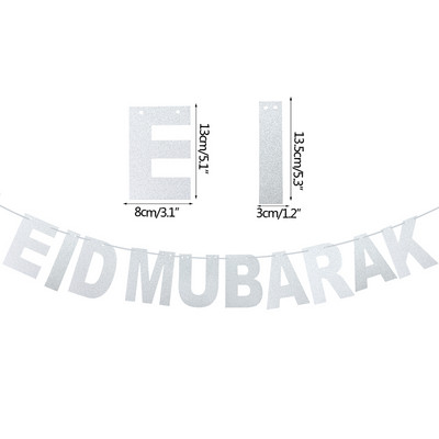 EID Mubarako reklamjuostė Auksinė/smulkinta/juodo popieriaus girlianda Musulmonų islamo Ramadano Kareem vakarėlio dekoracijos 2023 m. Eid Al Fitr dovana