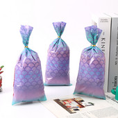 10 vnt. undinėlės uodegos saldumynų maišeliai sausainių pakavimo dėžutės plastikiniai saldainių maišeliai vaikams mergaitėms laimingos undinėlės tema Gimtadienio vakarėlio reikmenys