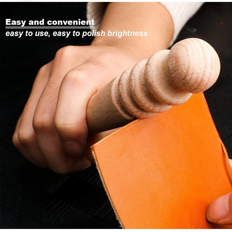 MIUSIE 1PCS ar rokām izgatavots daudzizmēru pulēšanas stieņa ādas amatniecības malas, slīpētais apaļkoks, DIY ādas malu apgriešanas pulēšana
