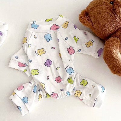 Tavasszal és nyáron aranyos nyúl mintás kisállat otthoni ruhák macska kölyökkutya négylábú jumpsuit Bichon uszkár kis kutya ruhák chihuahua