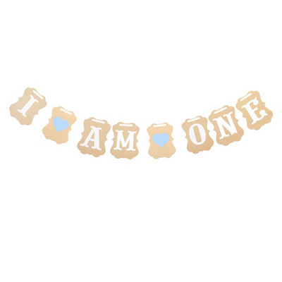 1Komplekts I AM ONE Reklāmkarogs Baby Shower 1. dzimšanas diena, DIY Paper Kraft Baby Boy Girl Mans pirmais viena gada dzimšanas dienas ballītes dekorēšanas piederumi