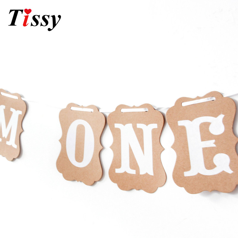 1Komplekts I AM ONE Reklāmkarogs Baby Shower 1. dzimšanas diena, DIY Paper Kraft Baby Boy Girl Mans pirmais viena gada dzimšanas dienas ballītes dekorēšanas piederumi