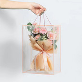 Кутия за опаковане на цветя Прозрачен PVC букет цветя Опаковка Цветарска декорация Дълга торбичка Прозрачна чанта Колокационна опаковъчна чанта