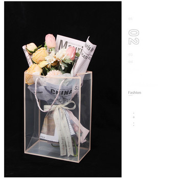 Кутия за опаковане на цветя Прозрачен PVC букет цветя Опаковка Цветарска декорация Дълга торбичка Прозрачна чанта Колокационна опаковъчна чанта