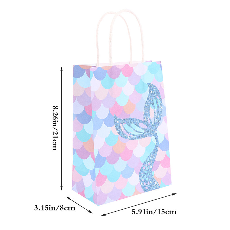 10 db Mermaid Tail Papír Ajándéktasakok Mermaid Theme Party Cukorka Cukorka Csomagolótáska Esküvői Babazuhany Születésnapi Party Kellékek
