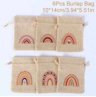 6Gb Džungļu dzīvnieku dāvanu maisiņi Džutas savilkšanas auklu maiss Safari dinozauru dzimšanas dienas ballītes dekors bērniem šokolādes konfekšu iesaiņošanas maisiņi