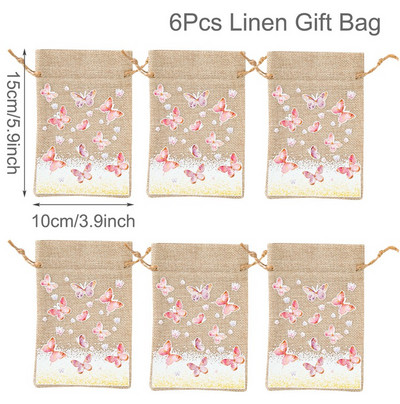 6Gb Džungļu dzīvnieku dāvanu maisiņi Džutas savilkšanas auklu maiss Safari dinozauru dzimšanas dienas ballītes dekors bērniem šokolādes konfekšu iesaiņošanas maisiņi