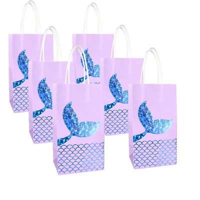 6db sellőfarkú papír ajándéktasakok édességdobozok gyerekeknek 1. kis hableány téma születésnapi parti dekoráció lányoknak baba zuhany kellékek