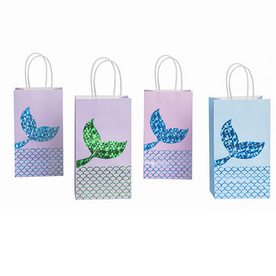 6db sellőfarkú papír ajándéktasakok édességdobozok gyerekeknek 1. kis hableány téma születésnapi parti dekoráció lányoknak baba zuhany kellékek