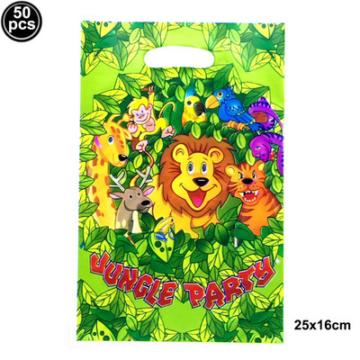 50 de bucăți pungi cadou Wild One, pungi de petrecere jungle safari, bunătăți din plastic, pungi de dulceață, sălbatice, o zi de naștere, consumabile pentru petreceri