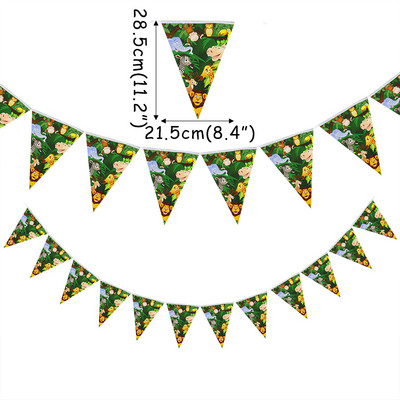 Džungļu ballīte, dzīvnieks, papīra reklāmkarogs, piekarināms pie sienas, vītne, safari ballīte, 1. dzimšanas dienas rotājums bērniem, dekors ar dzīvnieku tēmu