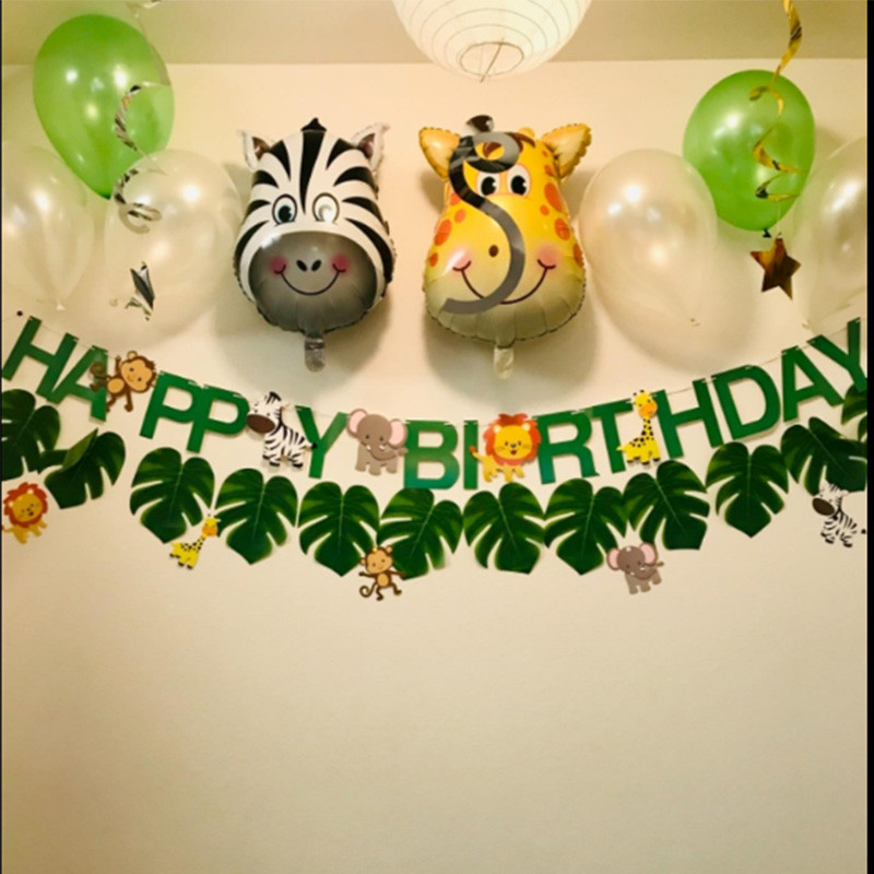 Džungļu ballīte, dzīvnieks, papīra reklāmkarogs, piekarināms pie sienas, vītne, safari ballīte, 1. dzimšanas dienas rotājums bērniem, dekors ar dzīvnieku tēmu
