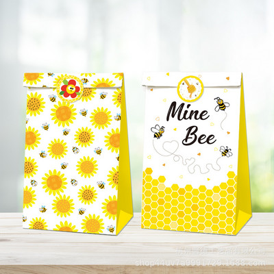 12 τμχ Χάρτινο Bee Party Box Κουτί δώρου Κουτί μπισκότων με καραμέλα Τσάντες 1ου παιδικού πάρτι γενεθλίων Τσάντες δώρου Προμήθειες για ντους μωρού