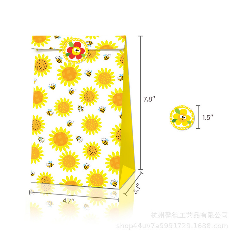 12 τμχ Χάρτινο Bee Party Box Κουτί δώρου Κουτί μπισκότων με καραμέλα Τσάντες 1ου παιδικού πάρτι γενεθλίων Τσάντες δώρου Προμήθειες για ντους μωρού