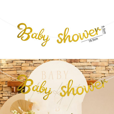 Zelta bērnu dušas reklāmkarogs ir zēns, meitene, daudz laimes dzimšanas dienā, vītnes ķekars dzimumam Atklājiet bērnu dzimšanas dienas ballīti Mājas iekārtojums