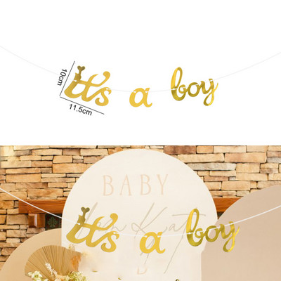 Zelta bērnu dušas reklāmkarogs ir zēns, meitene, daudz laimes dzimšanas dienā, vītnes ķekars dzimumam Atklājiet bērnu dzimšanas dienas ballīti Mājas iekārtojums