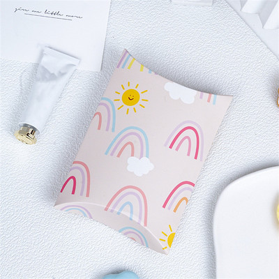 10 gab. Varavīksnes smaidošas sejas spilvena konfekšu kastītes kāzu viesiem dāvanu iesaiņojuma kastīte bērniem dzimšanas dienā, bērnu duša, ballīte, cepumu maisiņš