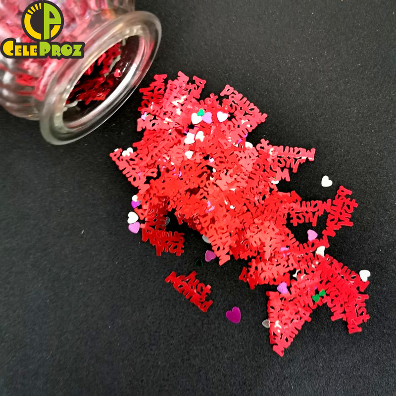 Esküvői asztali konfetti, férjhez ment Mrs. Heart Love Scatter flitterek DIY Házassági Party Templom Ceneterpiece Dekorációs kellékek