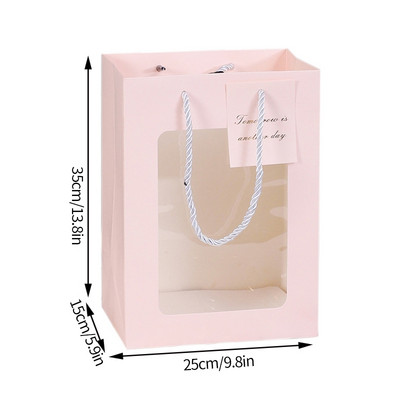 2022 új papír ajándéktasakok fogantyúval átlátszó ablak virág csomagoló táska esküvői Valentin-napi ajándékcsomagoló doboz