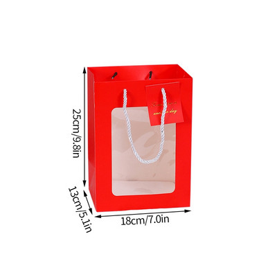 2022 új papír ajándéktasakok fogantyúval átlátszó ablak virág csomagoló táska esküvői Valentin-napi ajándékcsomagoló doboz