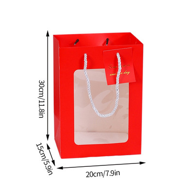 2022 új papír ajándéktasakok fogantyúval átlátszó ablak virág csomagoló táska esküvői Valentin-napi ajándékcsomagoló doboz