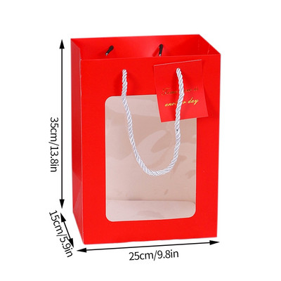 2022 új papír ajándéktasakok fogantyúval átlátszó ablak virág csomagoló táska esküvői Valentin-napi ajándékcsomagoló doboz
