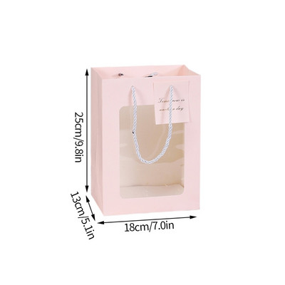2022 új papír ajándéktasakok fogantyúval átlátszó ablak virág csomagoló táska esküvői Valentin-napi ajándékcsomagoló doboz
