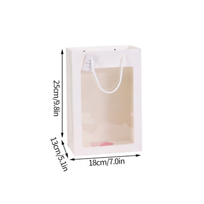 2022 új papír ajándéktasakok fogantyúval átlátszó ablak virág csomagoló táska esküvői Valentin-napi ajándékcsomagoló doboz