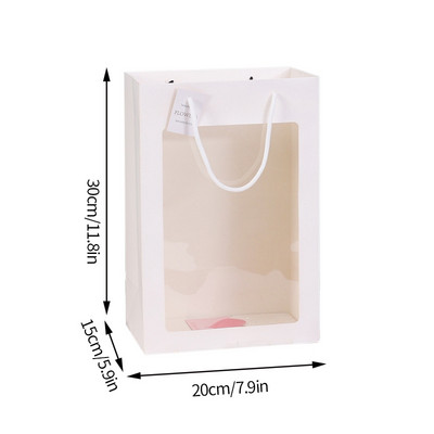 2022 új papír ajándéktasakok fogantyúval átlátszó ablak virág csomagoló táska esküvői Valentin-napi ajándékcsomagoló doboz
