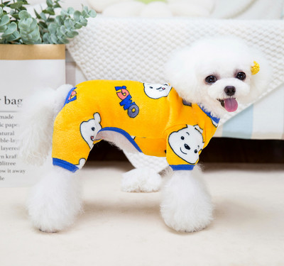 Puha Aranyos Jumpsuit kis kutyáknak Macskák Pizsama Ősz Tél Négylábú Polár Meleg Háziállat Ruha Bichon Teddy Yorkies jelmez