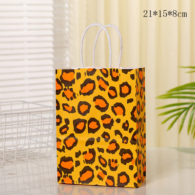 Animal Leopard Print Tote dāvanu maisiņš dzimšanas dienas dāvanu iepakojums Iepirkumu maisiņš Papīra maisiņu dekorēšanas piederumi