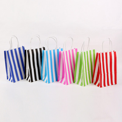 Többszínű csíkos táska barkácsolás színes nátronpapír táska fogantyúkkal Fesztivál ajándéktáska Bevásárló papírzacskók Ruhák Ajándékok Csomagolótáska