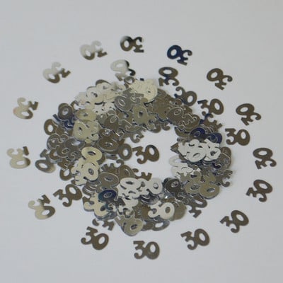 15g Ezüst Boldog Születésnapi Partyasztal Szórt dekorok Szám Digitális 13 16 18 20 21 30 40 50 60 70 80 Fémes konfetti