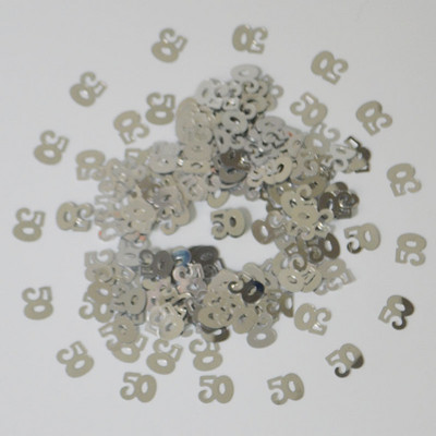 15g Ezüst Boldog Születésnapi Partyasztal Szórt dekorok Szám Digitális 13 16 18 20 21 30 40 50 60 70 80 Fémes konfetti