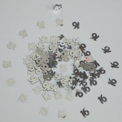 15g Ezüst Boldog Születésnapi Partyasztal Szórt dekorok Szám Digitális 13 16 18 20 21 30 40 50 60 70 80 Fémes konfetti