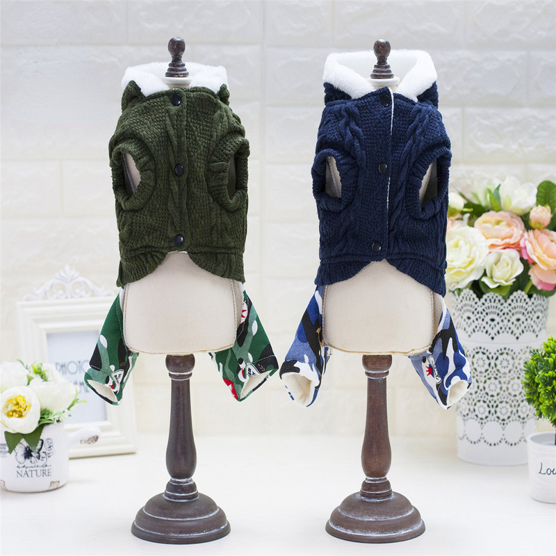 Kombinezon za kućne ljubimce Jesen Zima Topla majica s kapuljačom Pletene vunene gaćice Odjeća za male pse Pulover za štene Zgodan kaput Kostim za yorkija Mops