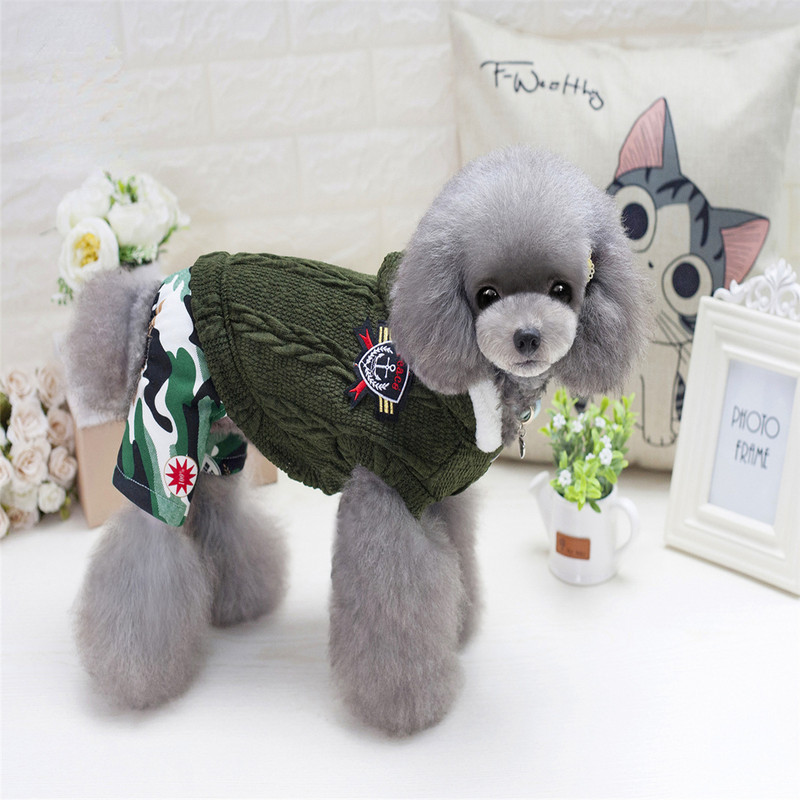 Kombinezon za kućne ljubimce Jesen Zima Topla majica s kapuljačom Pletene vunene gaćice Odjeća za male pse Pulover za štene Zgodan kaput Kostim za yorkija Mops