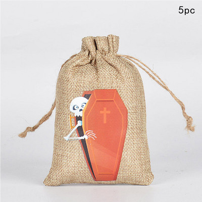 Helovīna lina ķirbju dāvanu maisiņš Melns kaķis Pils spoku festivāla veikala somas Ķirbju sikspārņu galvaskausa triku vai kārumu dāvanu komplekts bērniem