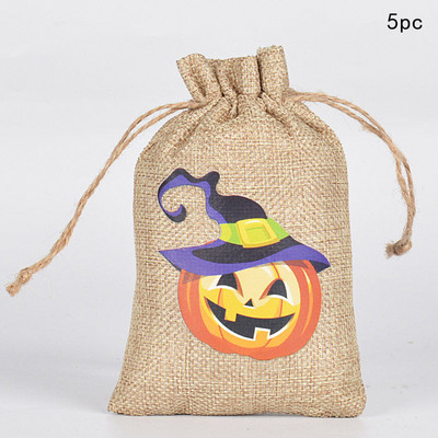 Helovīna lina ķirbju dāvanu maisiņš Melns kaķis Pils spoku festivāla veikala somas Ķirbju sikspārņu galvaskausa triku vai kārumu dāvanu komplekts bērniem