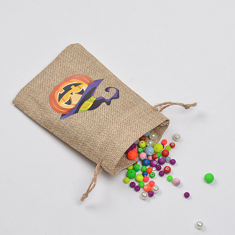 Helovīna lina ķirbju dāvanu maisiņš Melns kaķis Pils spoku festivāla veikala somas Ķirbju sikspārņu galvaskausa triku vai kārumu dāvanu komplekts bērniem