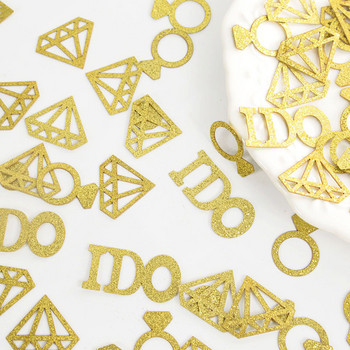 100 τμχ Glitter Gold Just Married Διαμαντένιο Δαχτυλίδι Χάρτινο Κομφετί για Διακοσμήσεις Τραπεζιού Γάμου Αρραβωνιαστικο Τραπεζάκι για πάρτι κότας