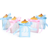 10gab Baby Shower Candy Box Zila/rozā Padevēja Pudele Papīra Kastīte Zēns Meitene Dāvanas Iepakojuma Somas Kristības Dzimums Atklāj ballīšu piederumi